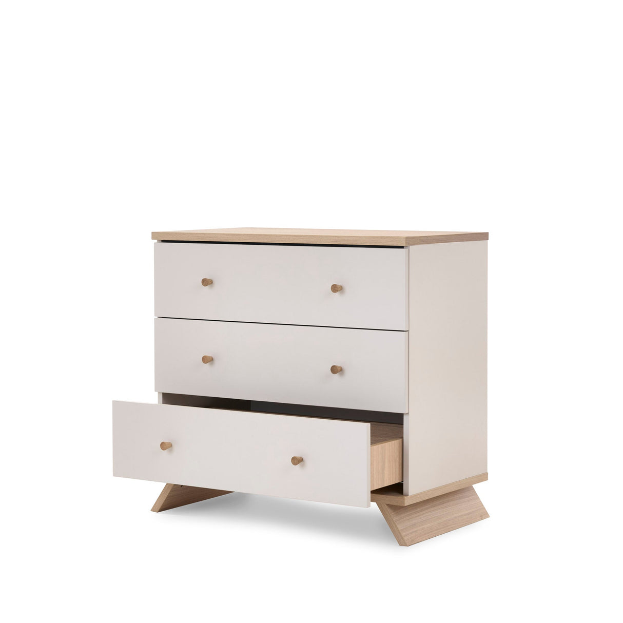 Obaby Thea 3 Piece Nursery Furniture Set with Cot Bed, Dresser & Wardrobe - Latte