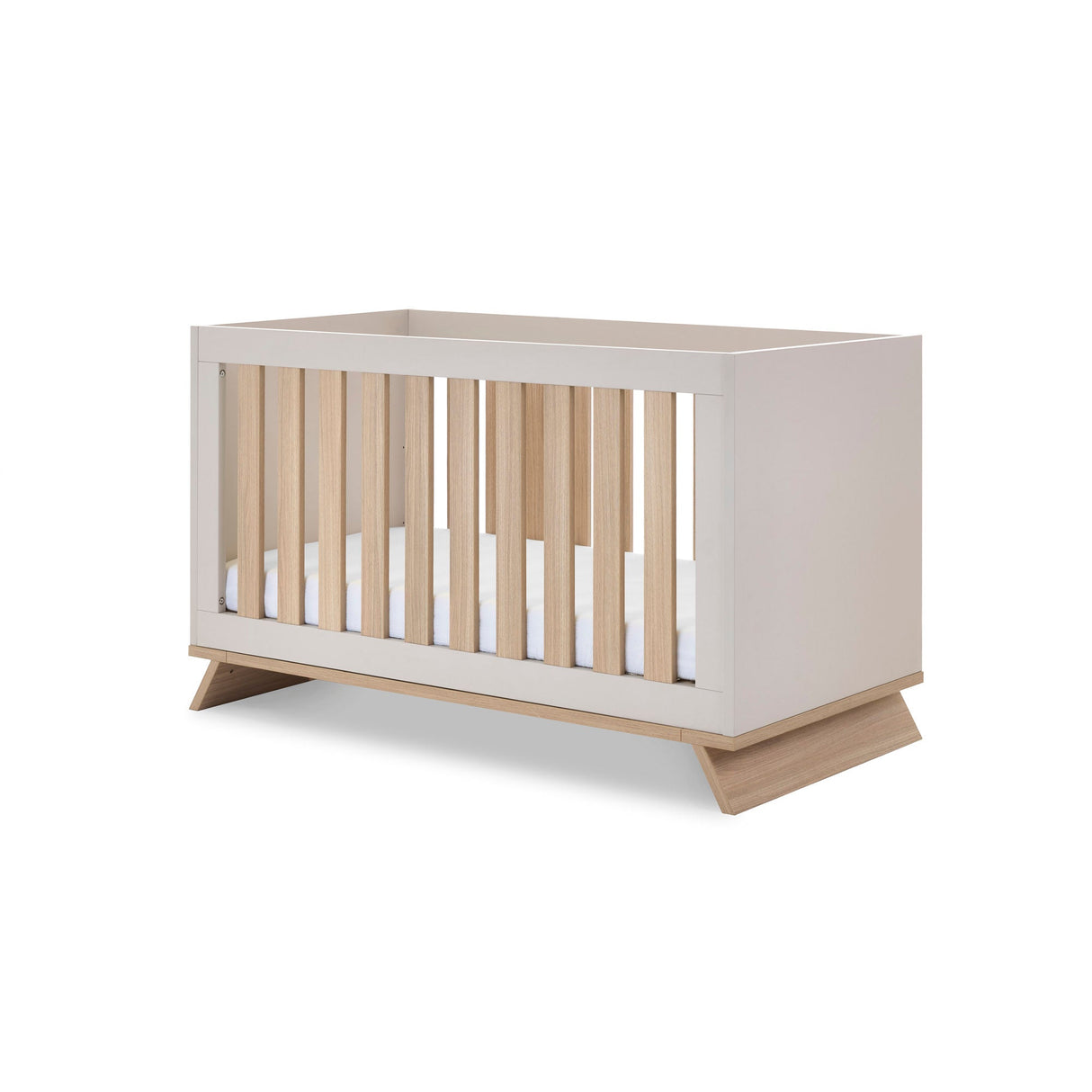 Obaby Thea 3 Piece Nursery Furniture Set with Cot Bed, Dresser & Wardrobe - Latte