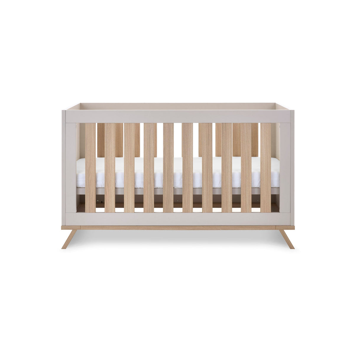 Obaby Thea 3 Piece Nursery Furniture Set with Cot Bed, Dresser & Wardrobe - Latte