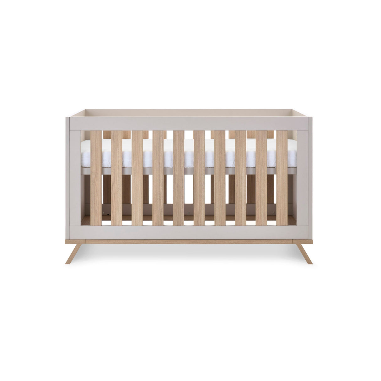 Obaby Thea 3 Piece Nursery Furniture Set with Cot Bed, Dresser & Wardrobe - Latte