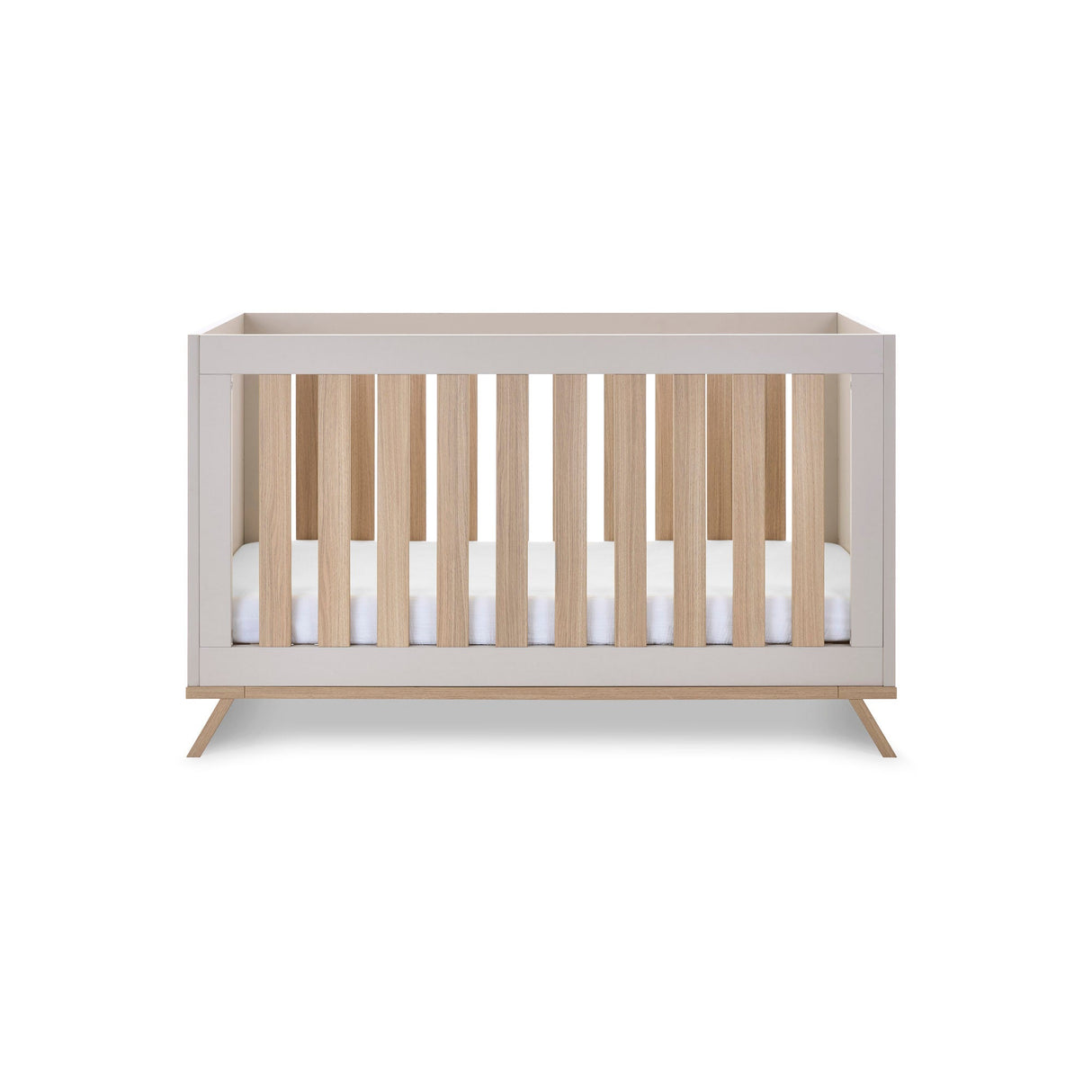 Obaby Thea 3 Piece Nursery Furniture Set with Cot Bed, Dresser & Wardrobe - Latte