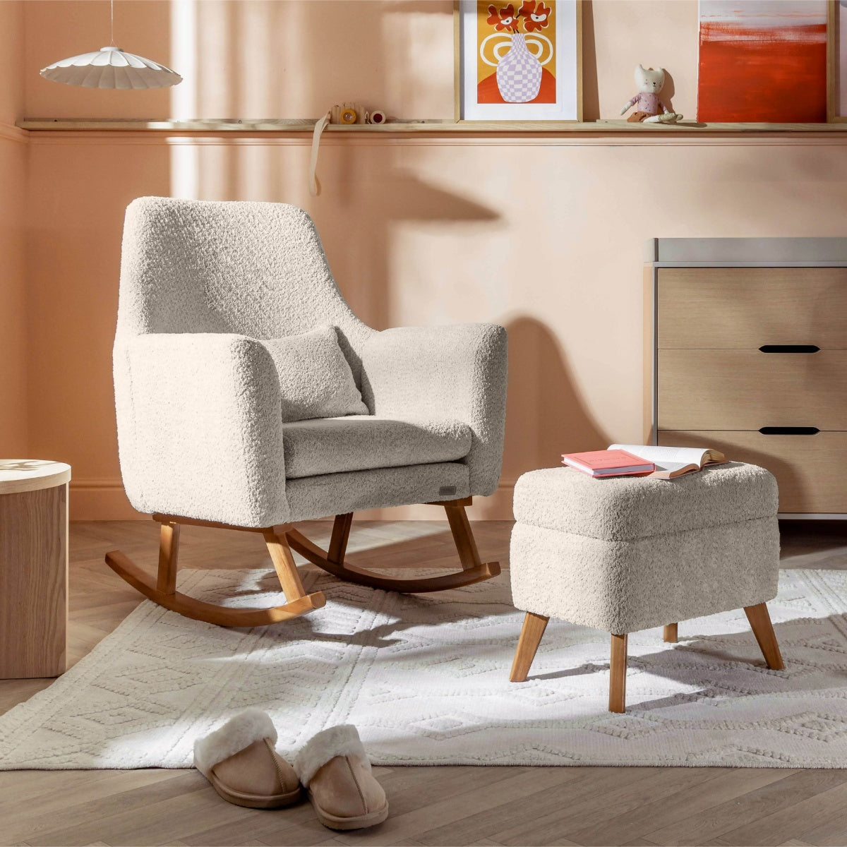 Tutti Bambini Oscar Luxe Rocking Chair & Footstool - Teddy Sage