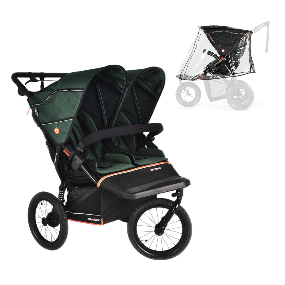 Out n About Nipper V6 Plus Double Pushchair - Sycamore Green