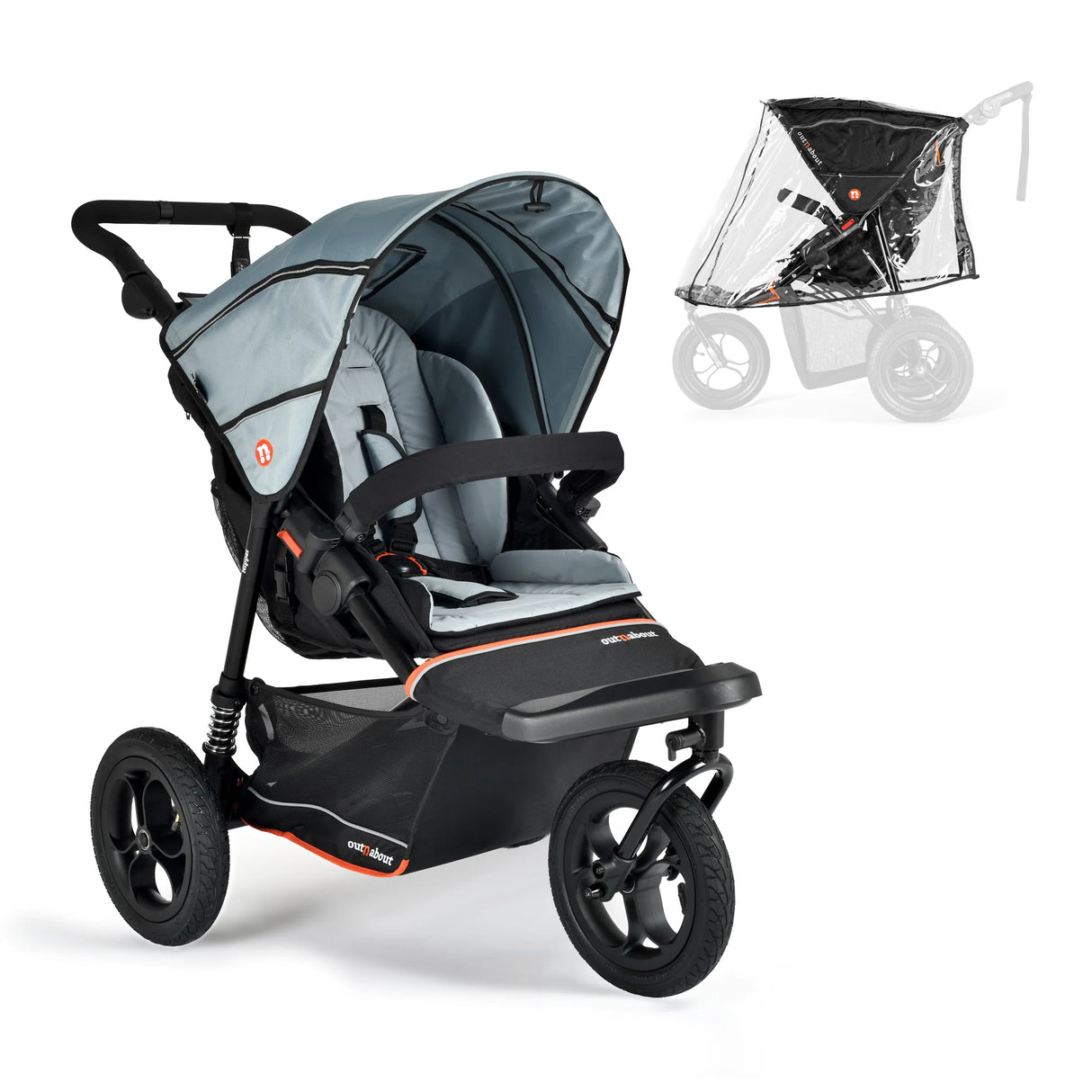 Out n About Nipper V6 Single Pushchair - Rocksalt Grey