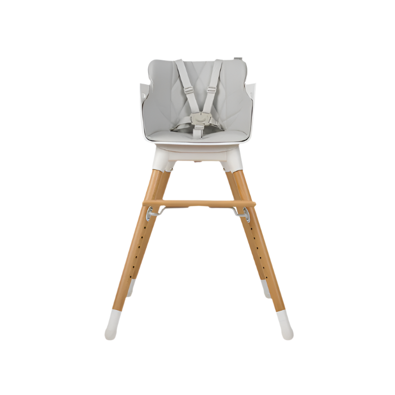 Bababing Una Highchair - White & Grey Wood