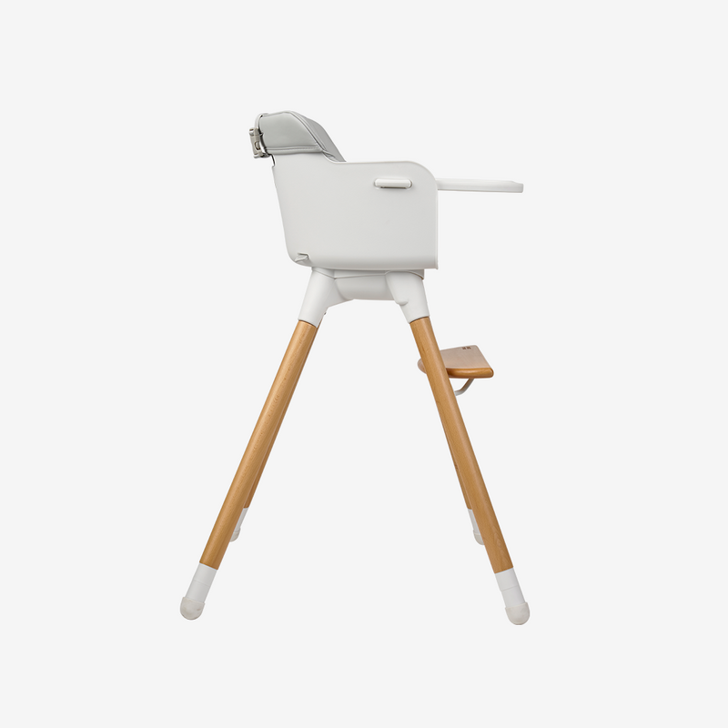 Bababing Una Highchair - White & Grey Wood