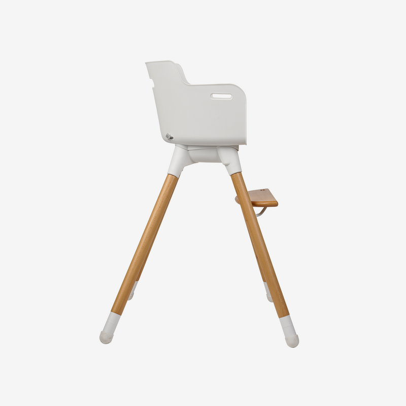Bababing Una Highchair - White & Grey Wood