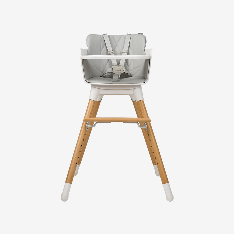 Bababing Una Highchair - White & Grey Wood