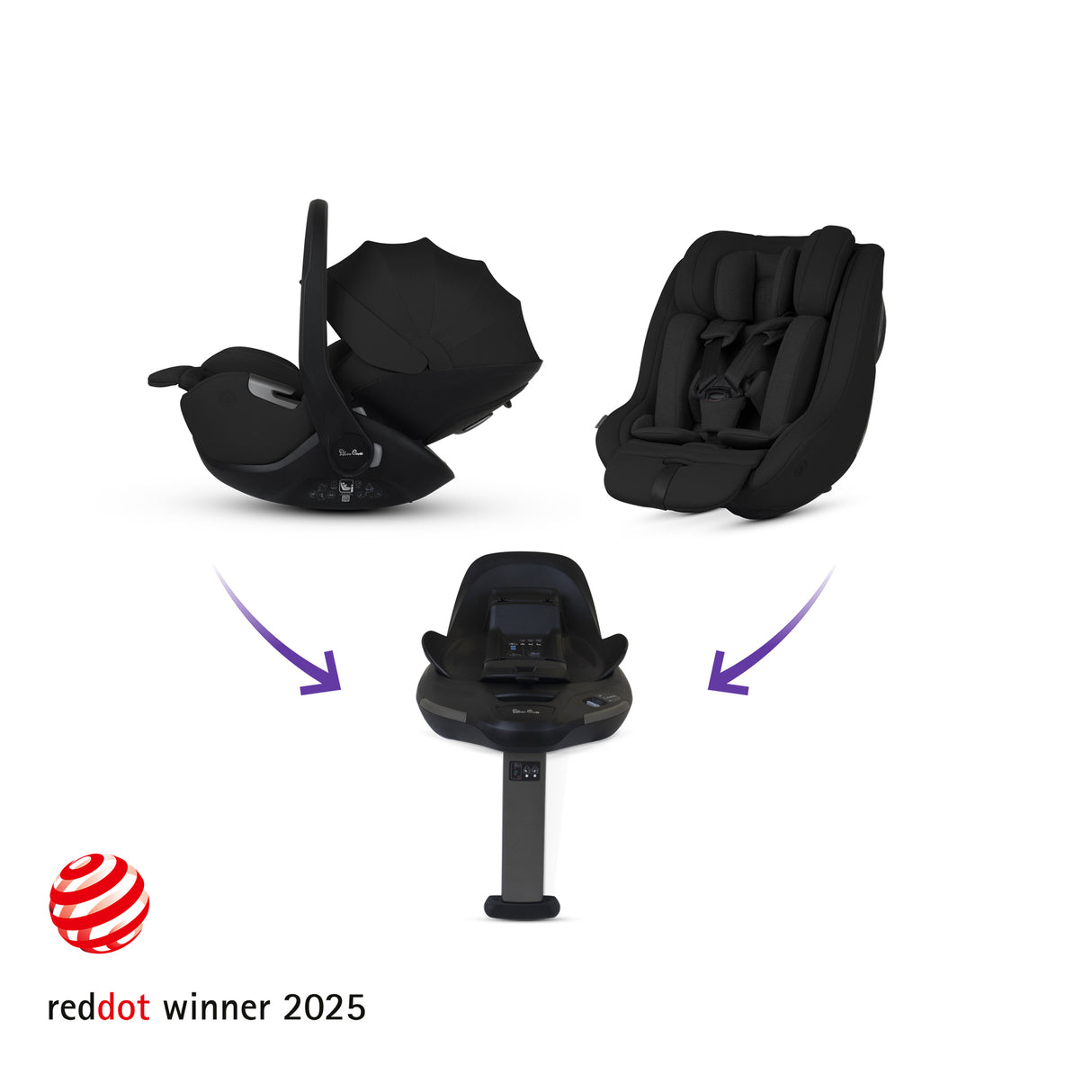 Silver Cross Reef 2 Ultimate Travel System Bundle with Glide Plus 360, Approach Plus 360 Car Seat and ISOFIX Base - Space