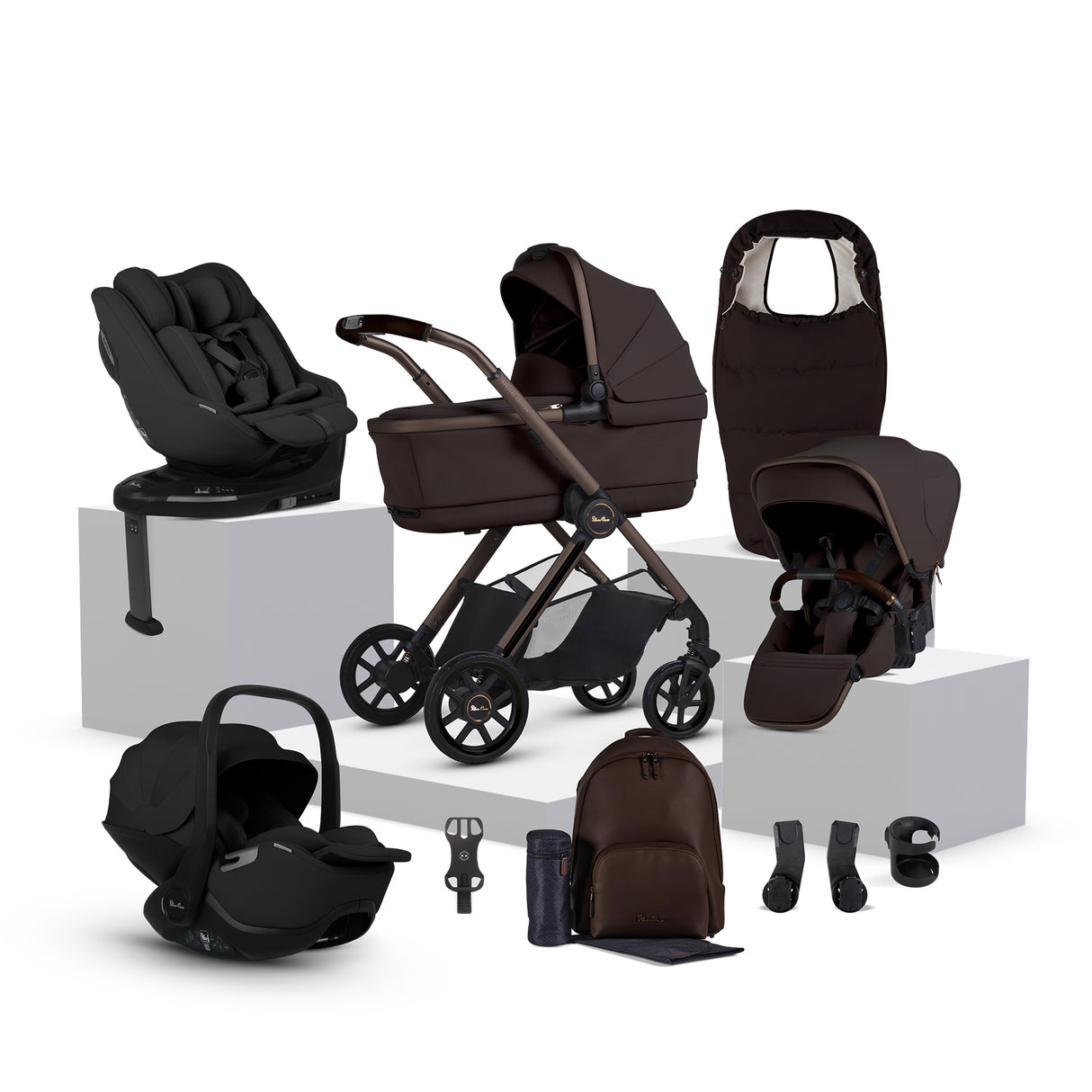 Silver Cross Reef 2 Special Edition Ultimate Travel System Bundle with Glide Plus 360, Approach Plus 360 Car Seat and ISOFIX Base - Ganache