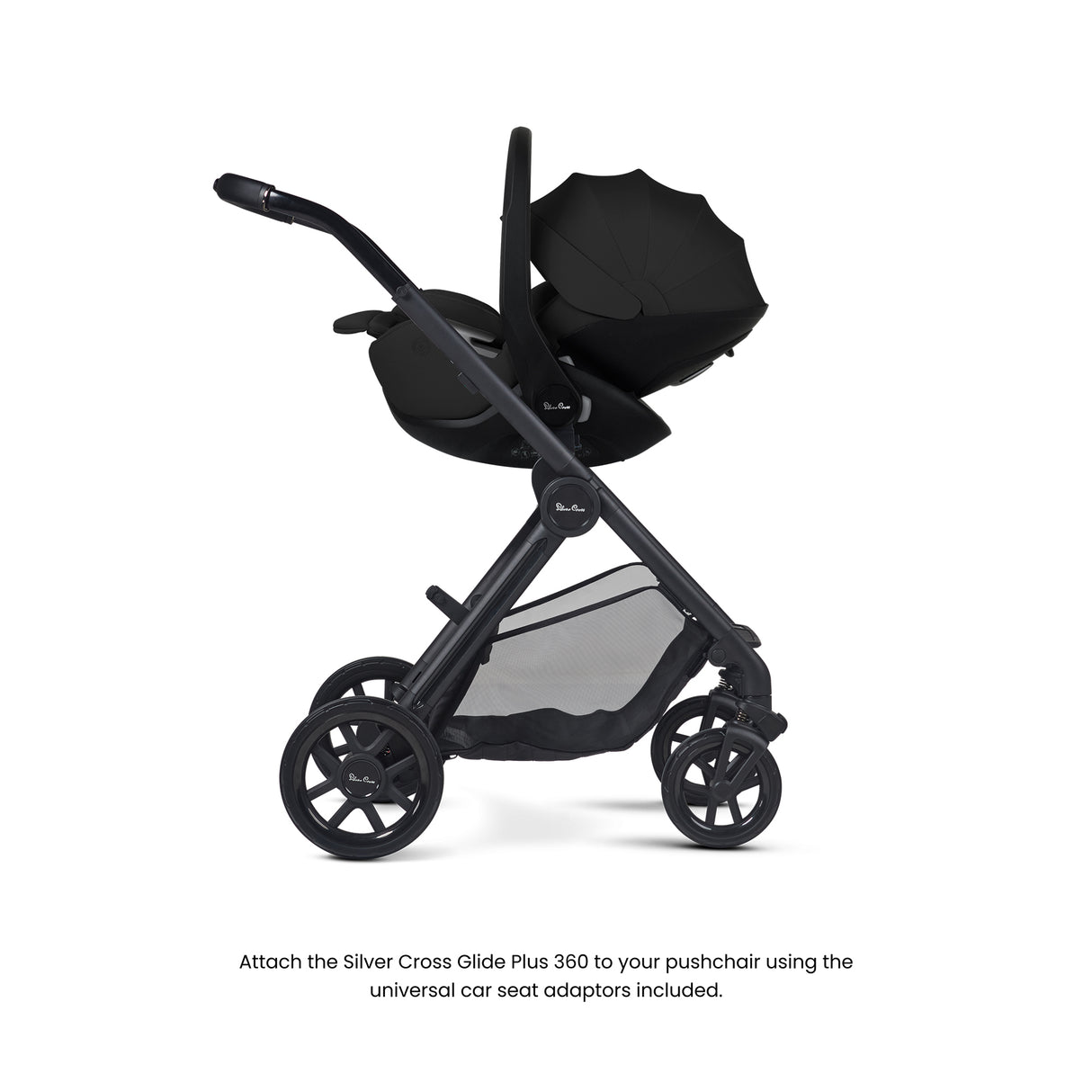 Silver Cross Reef 2 Ultimate Travel System Bundle with Glide Plus 360, Approach Plus 360 Car Seat and ISOFIX Base - Pewter