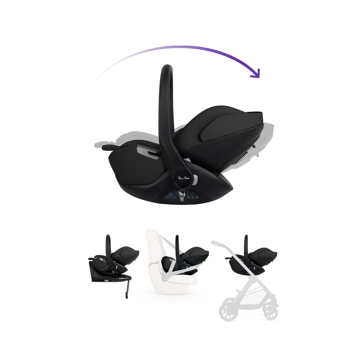 Silver Cross Reef 2 Ultimate Travel System Bundle with Glide Plus 360, Approach Plus 360 Car Seat and ISOFIX Base - Pewter