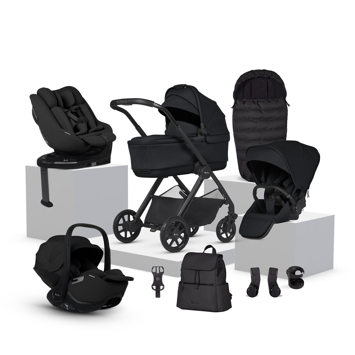 Silver Cross Reef 2 Ultimate Travel System Bundle with Glide Plus 360, Approach Plus 360 Car Seat and ISOFIX Base - Space