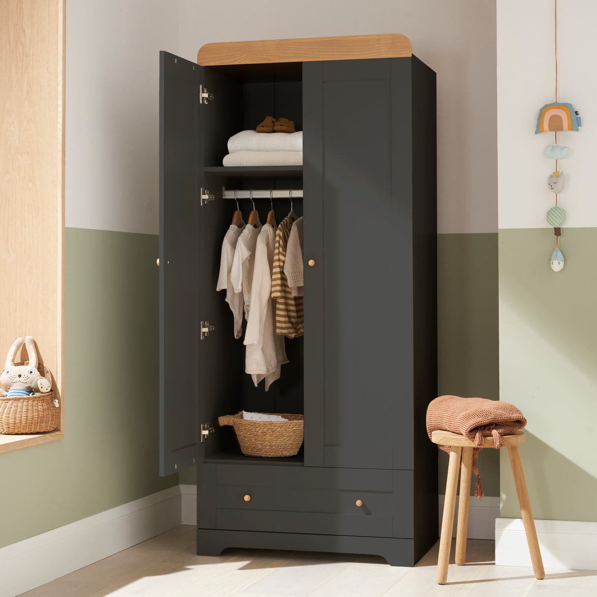 Tutti Bambini Rio Wardrobe - Slate & Honey Oak
