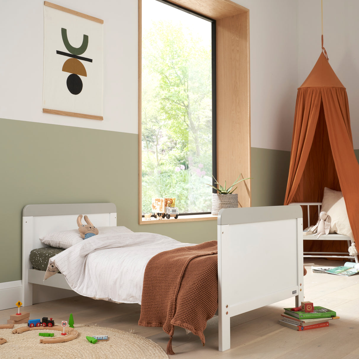 Tutti Bambini Rio 3 Piece Nursery Furniture Set with Cot Bed, Cot Top Changer, Dresser and Wardrobe - White / Dove Grey