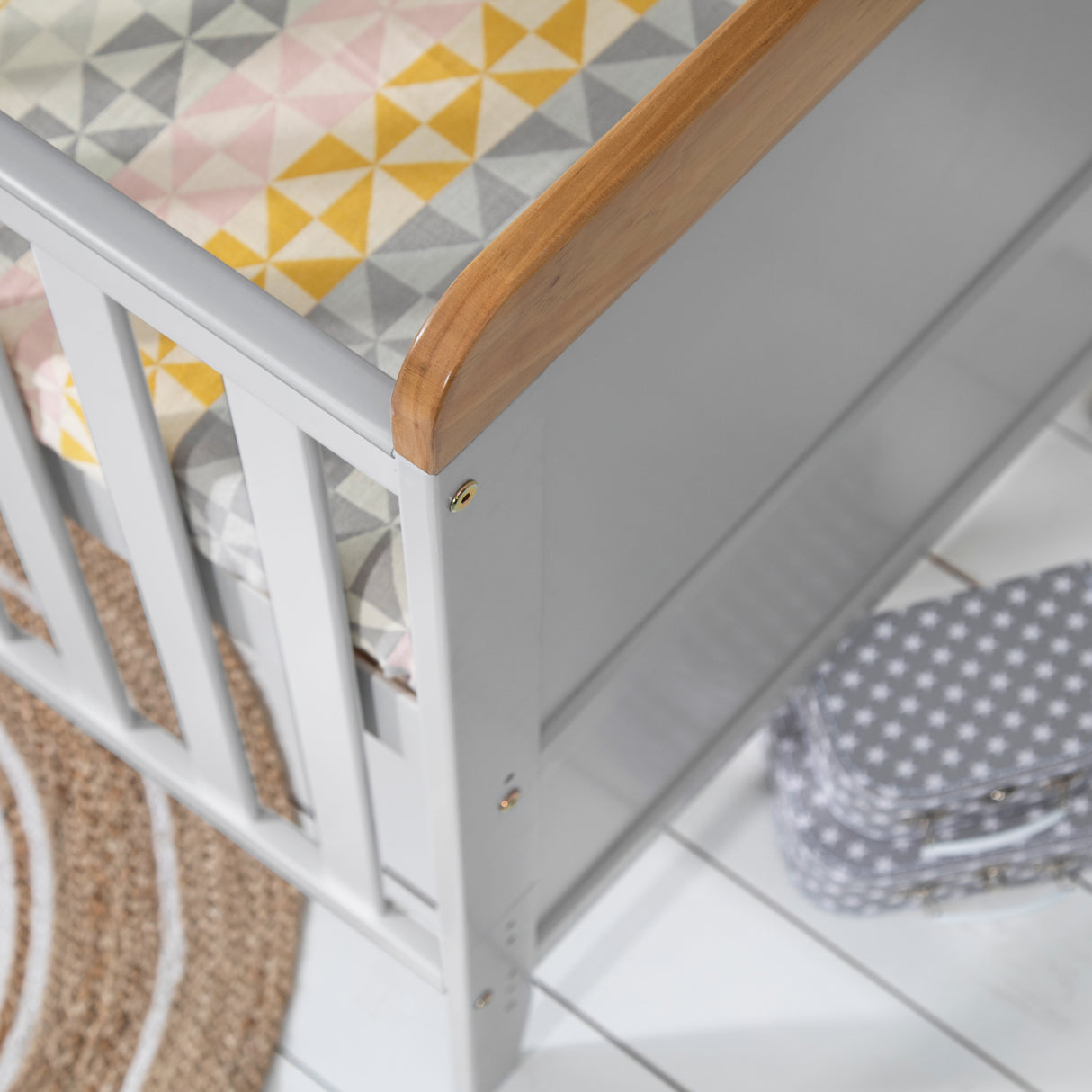 Tutti Bambini Rio Cot Bed with Cot Top Changer & Mattress - Dove Grey & Oak