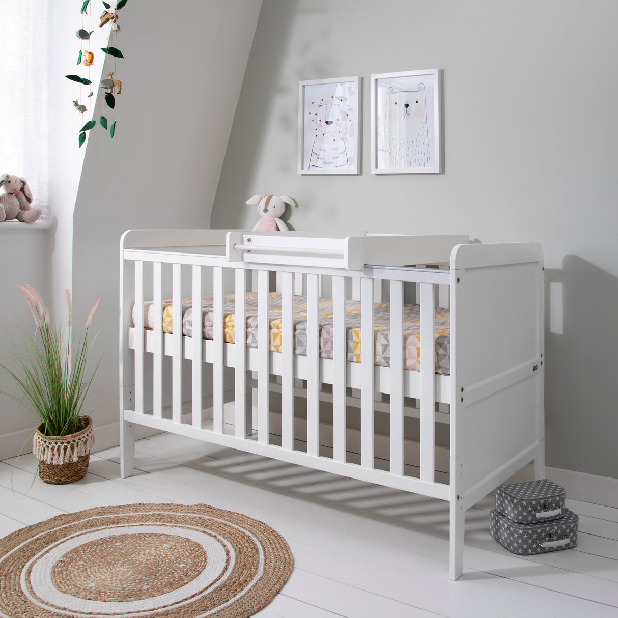 Tutti Bambini Rio 3 Piece Nursery Furniture Set with Cot Bed, Cot Top Changer, Dresser and Wardrobe - White