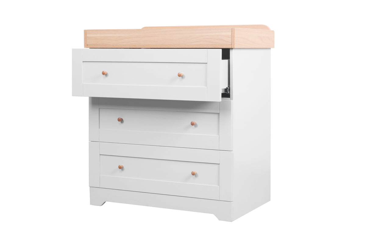 Tutti Bambini Rio 3 Piece Nursery Furniture Set with Cot Bed, Cot Top Changer, Dresser and Wardrobe - Dove Grey / Oak