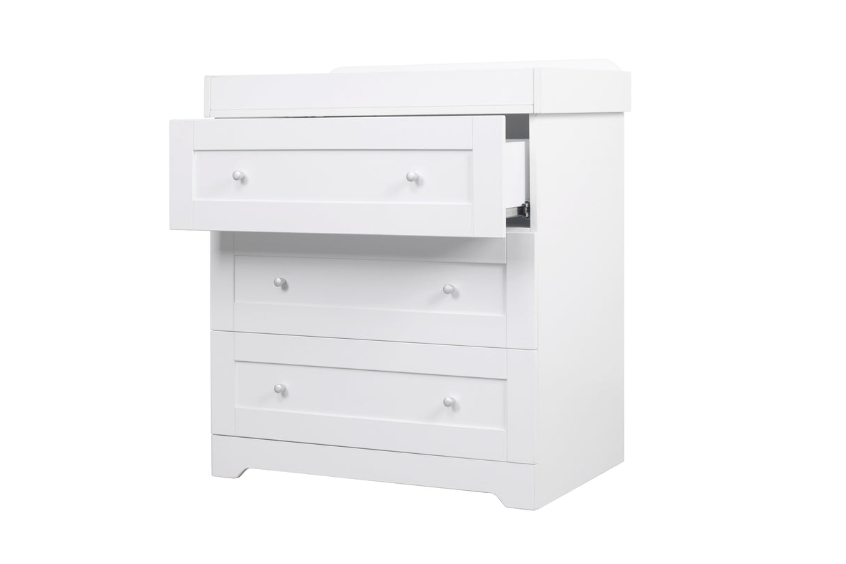 Tutti Bambini Rio 3 Piece Nursery Furniture Set with Cot Bed, Cot Top Changer, Dresser and Wardrobe - White