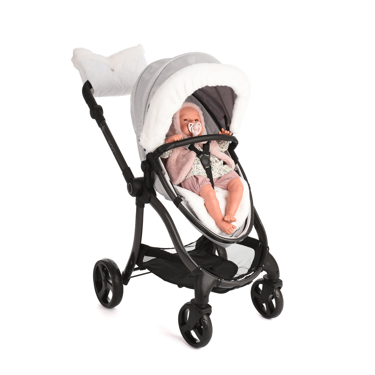 Roma Egg® Children's Dolls Pram – Houndstooth Silver