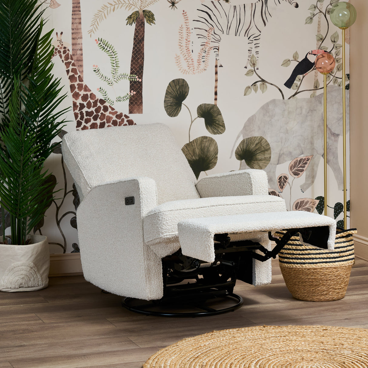 Obaby Madison Electric Swivel Glider Recliner Chair - Bouclé