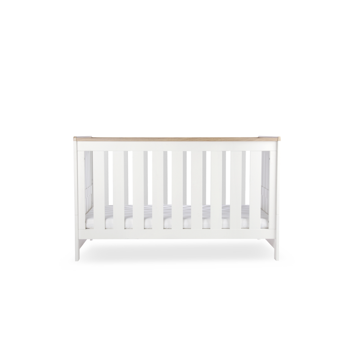 CuddleCo Burford 2 Piece Nursery Furniture Set with Cot Bed and Dresser - White & Oak