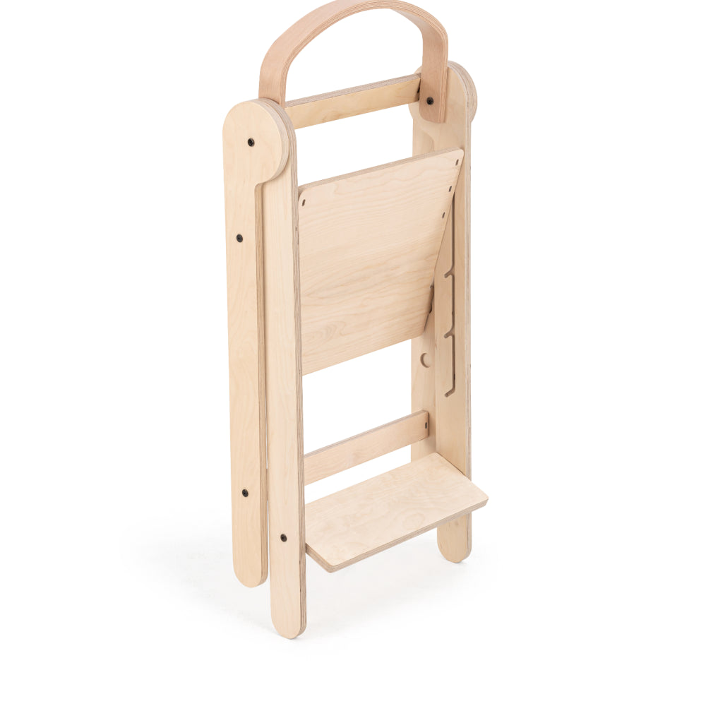 MamaToyz Folding Learning Tower Natural Beech Wood Montessori Child Safety Platform