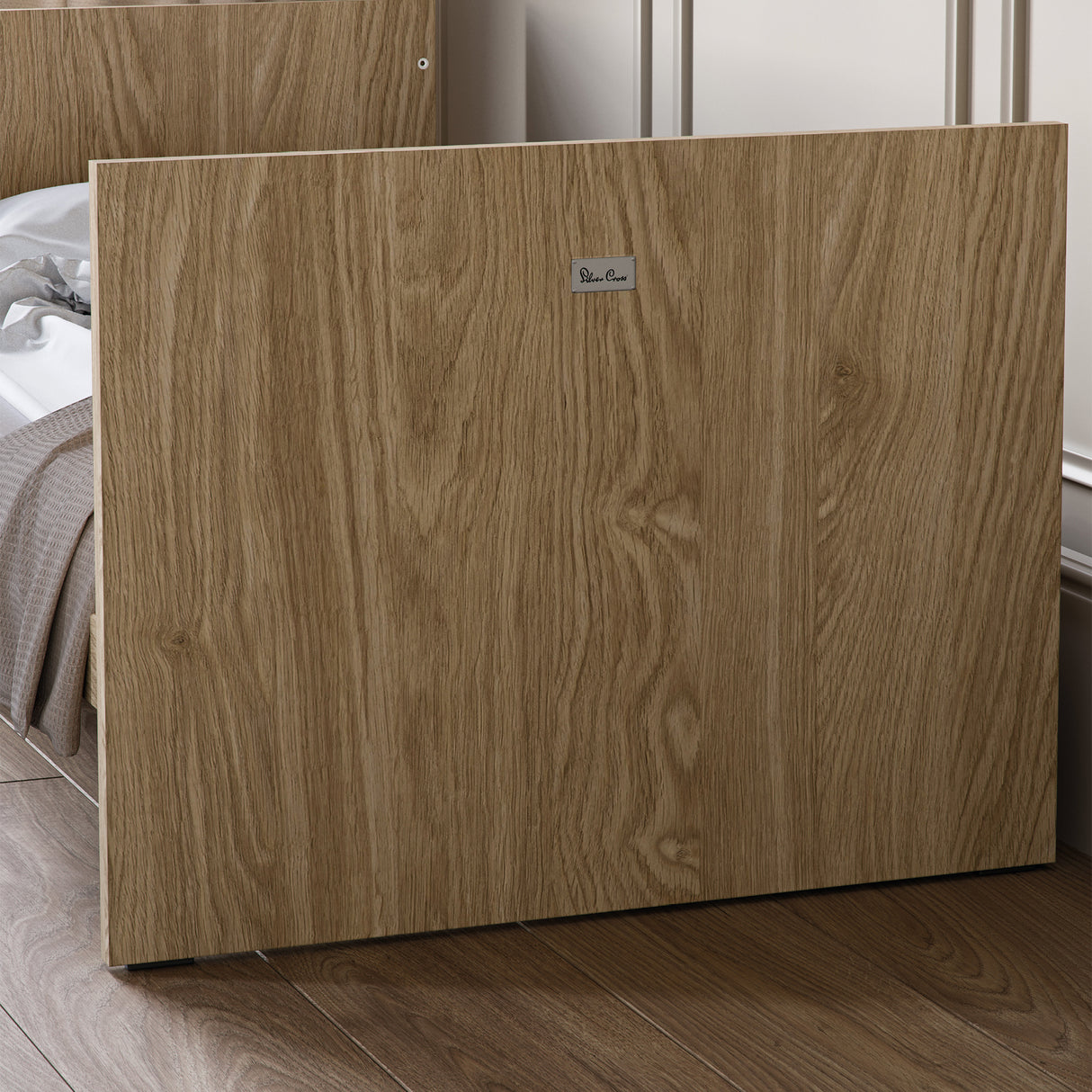 Silver Cross Geneva 4 Piece Nursery Furniture Set with Cot Bed, Under Drawer, Dresser, Wardrobe and Carmel Rocking Chair