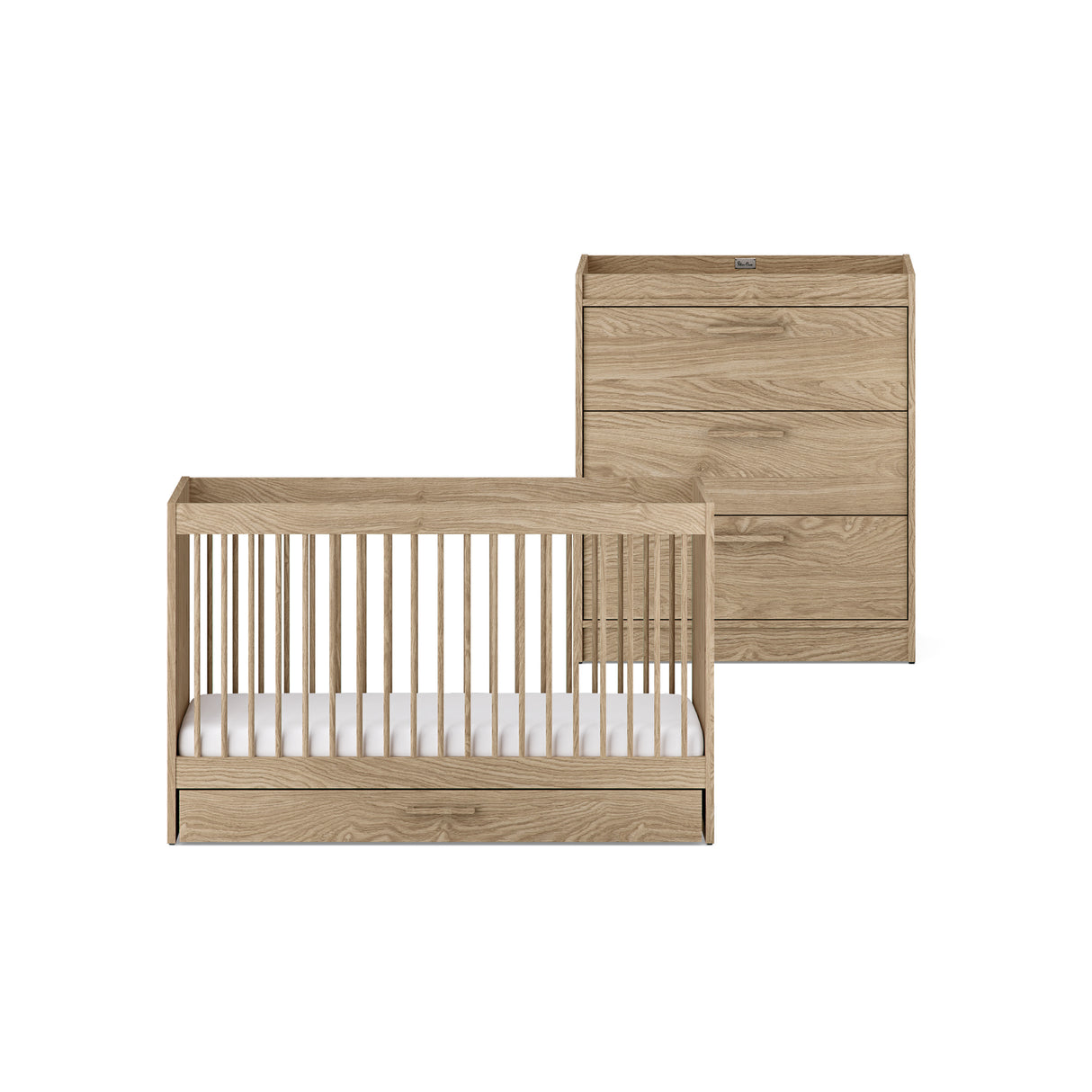 Silver Cross Geneva 2 Piece Nursery Furniture Set with Cot Bed, Under Drawer and Dresser