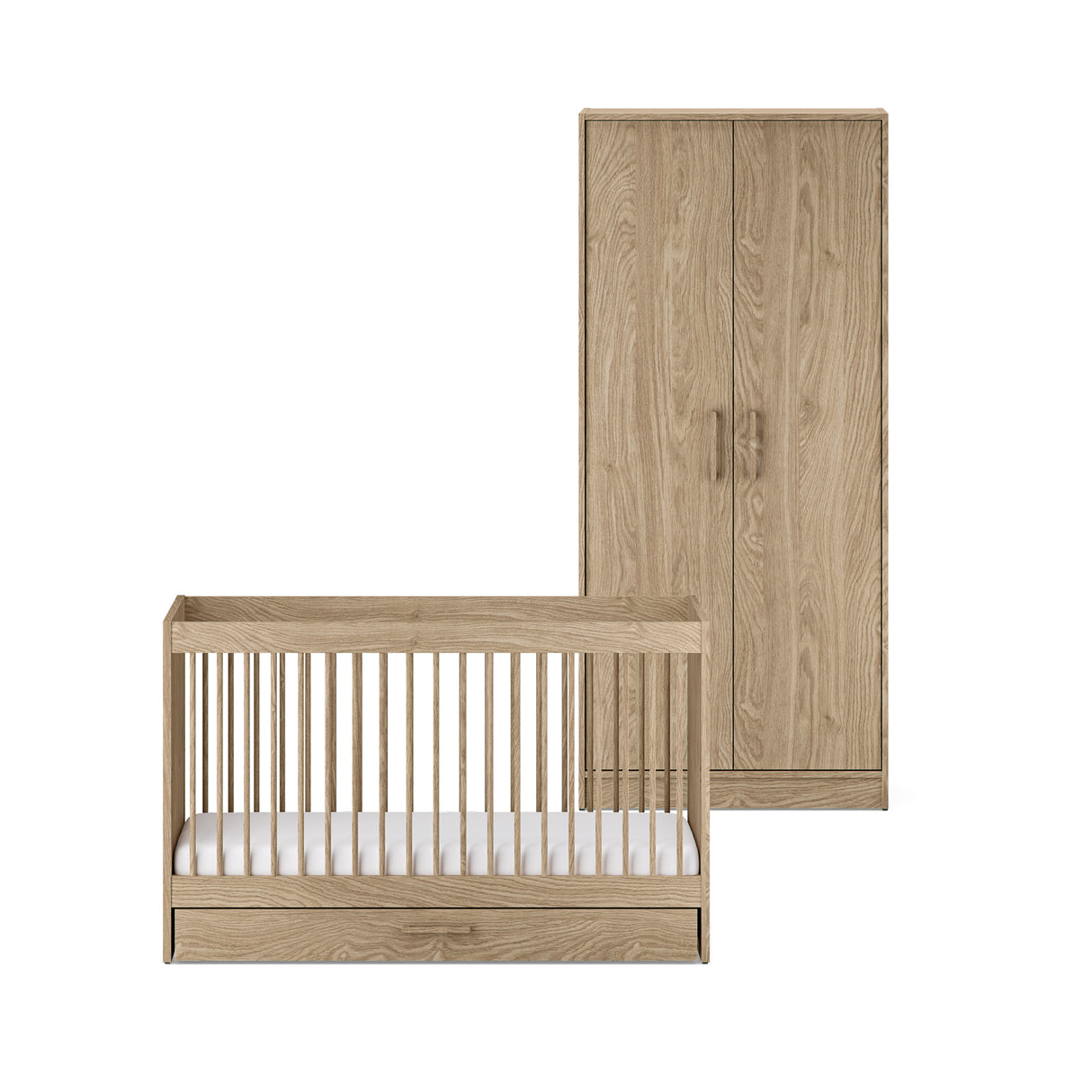 Silver Cross Geneva 2 Piece Nursery Furniture Set with Cot Bed, Under Drawer and Wardrobe