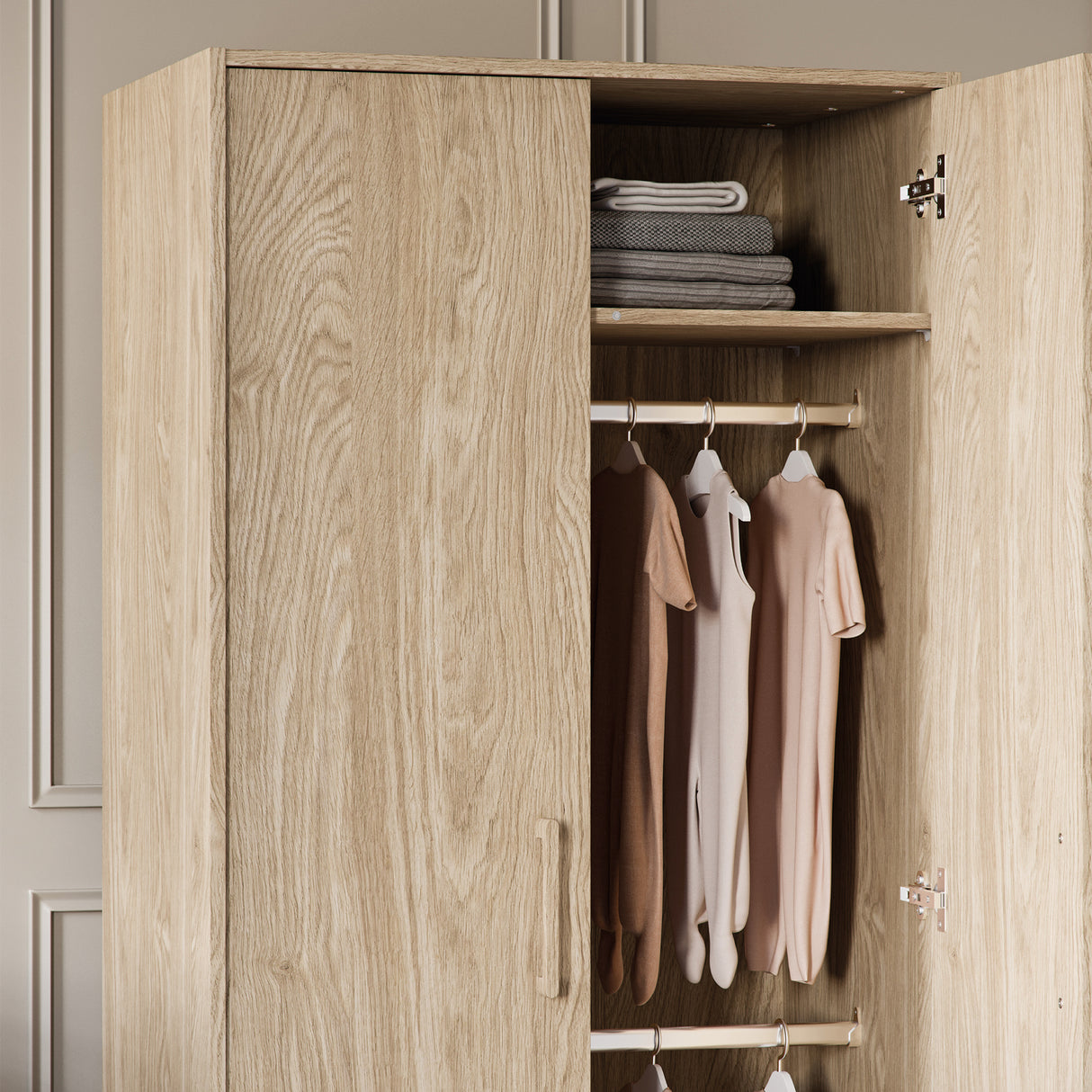 Silver Cross Geneva 4 Piece Nursery Furniture Set with Cot Bed, Under Drawer, Dresser, Wardrobe and Carmel Rocking Chair