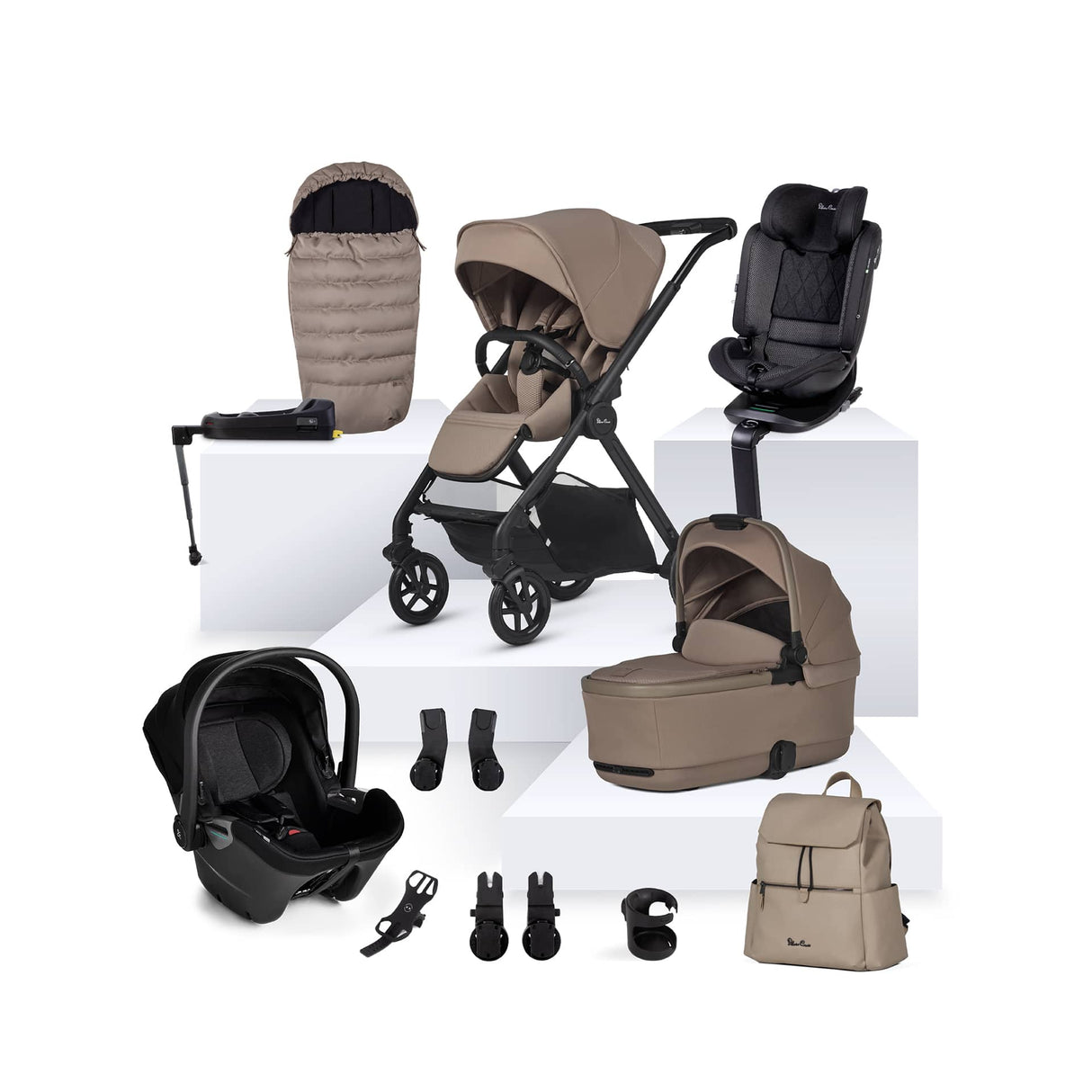 Silver Cross Reef 2 Ultimate Travel System Bundle with Dream Car Seat and Motion 2 360 Car Seat - Mocha