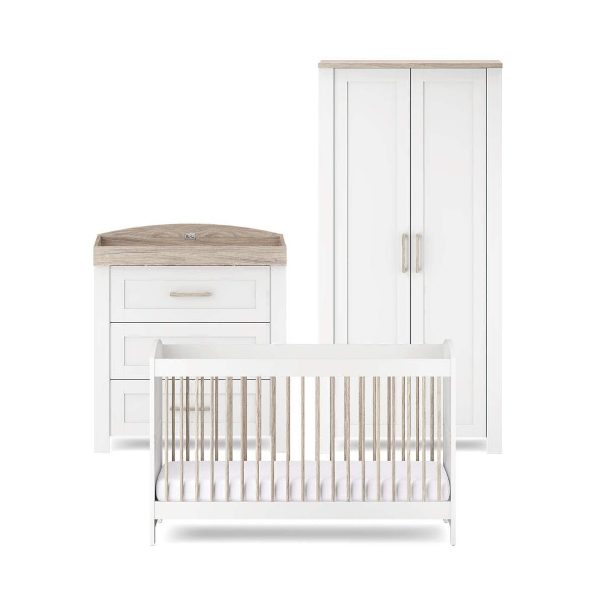 Silver Cross Valencia 3 Piece Nursery Furniture Set with Cot Bed, Dresser and Wardrobe