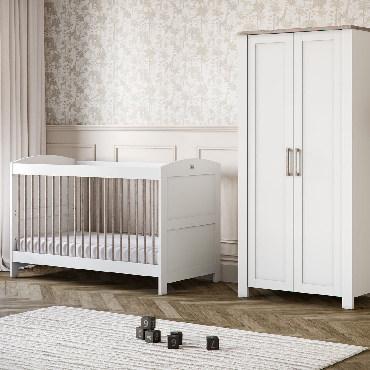 Silver Cross Valencia 2 Piece Nursery Furniture Set with Cot Bed and Wardrobe