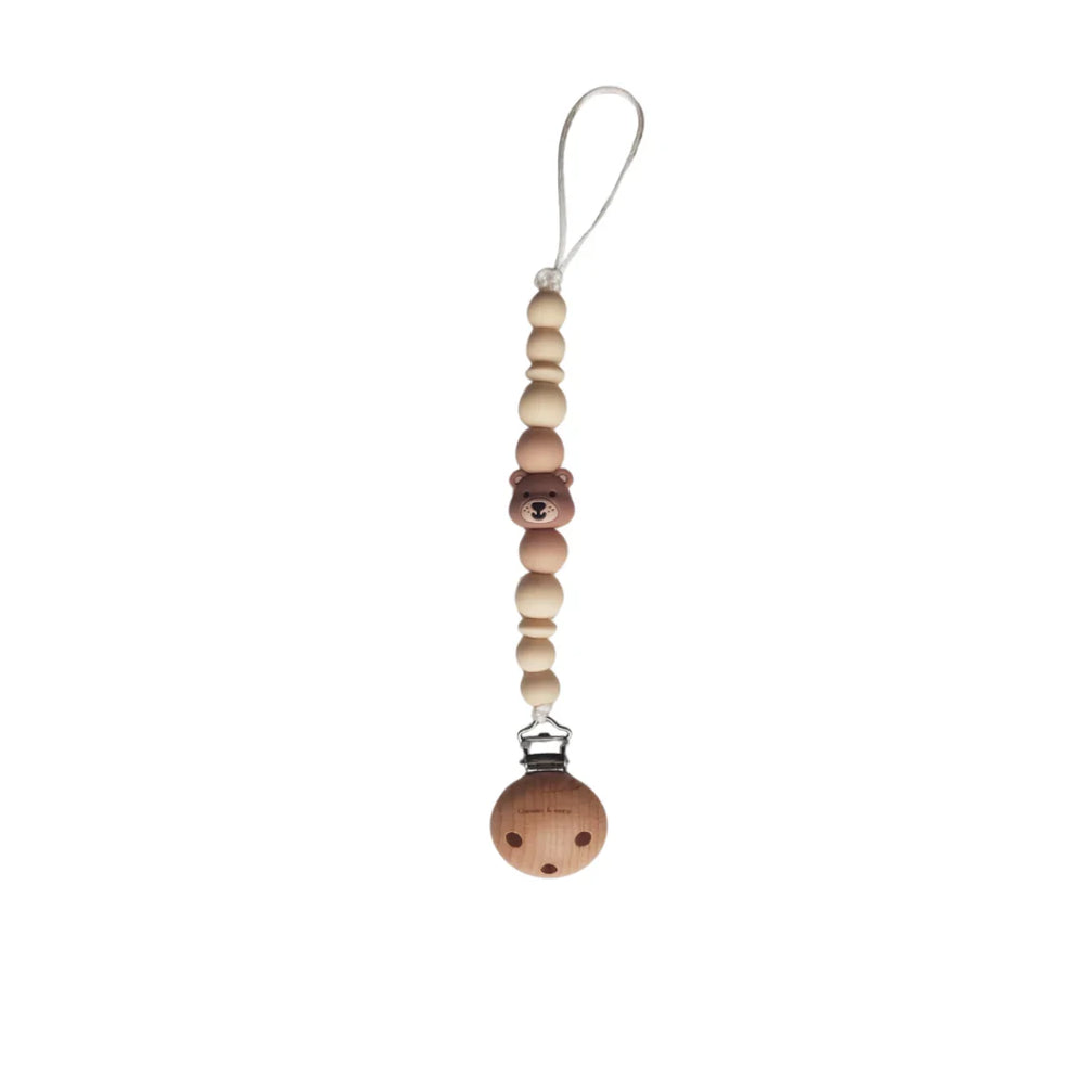Chewies Silicone Bear Pacifier Teething Clip - Navaho Cream