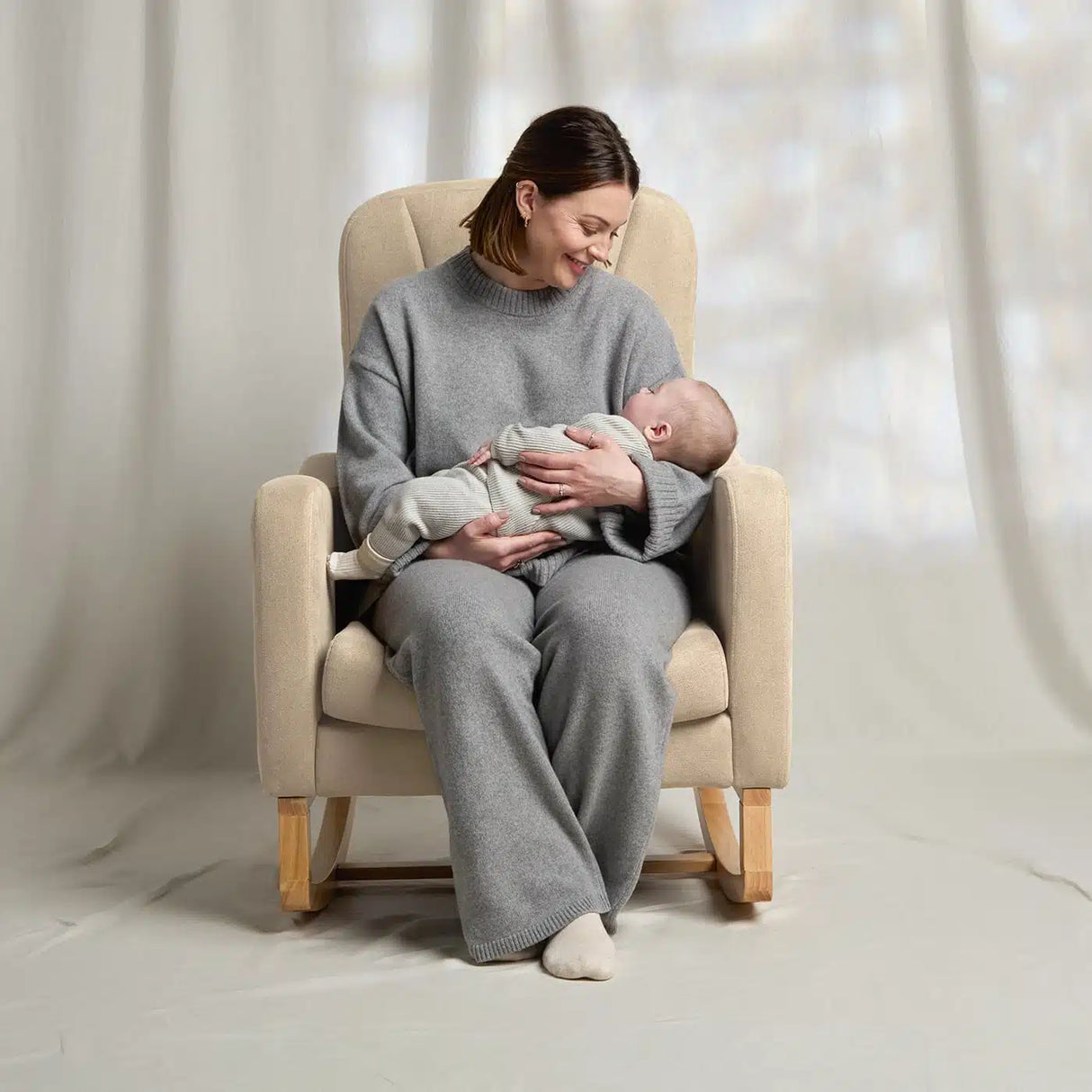 Silver Cross Carmel Nursery Rocking Chair & Foot Stool – Almond