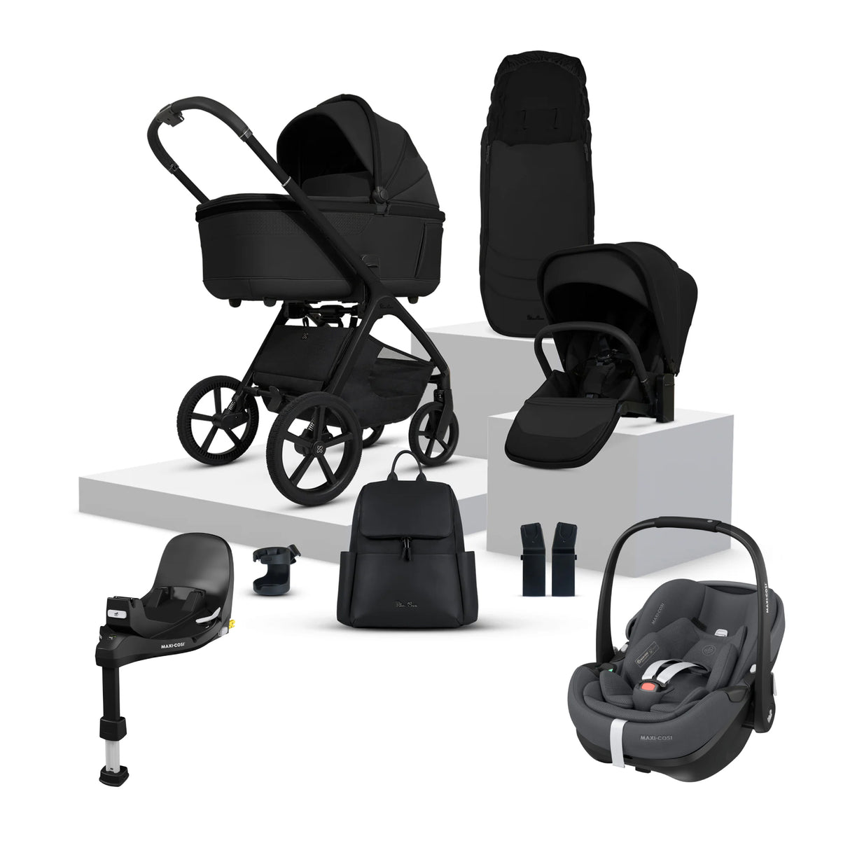 Silver Cross Cove Travel System with Maxi-Cosi Pebble 360 Pro2 & FamilyFix 360 Pro Base – Onyx