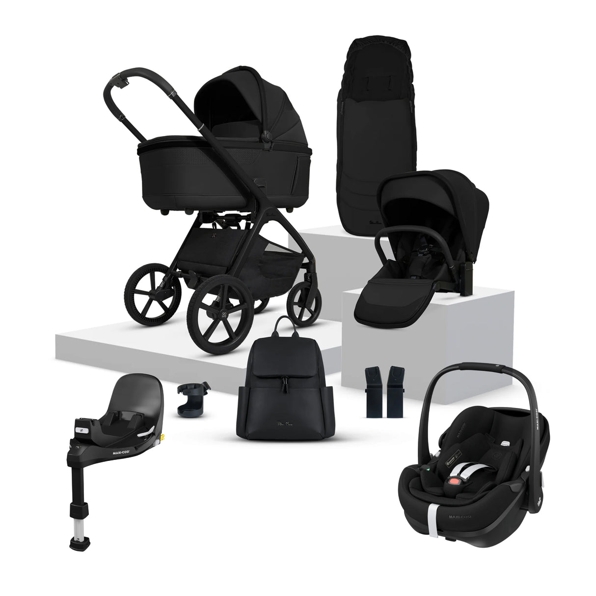 Silver Cross Cove Travel System with Maxi-Cosi Pebble 360 Pro2 & FamilyFix 360 Pro Base – Onyx