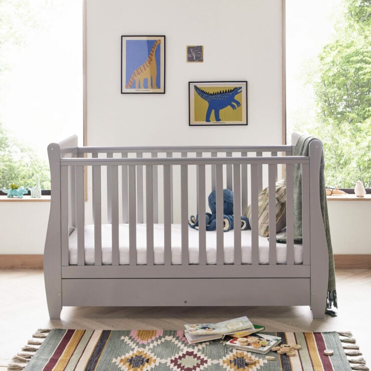 Babymore Stella Drop Side Cot Bed - Grey