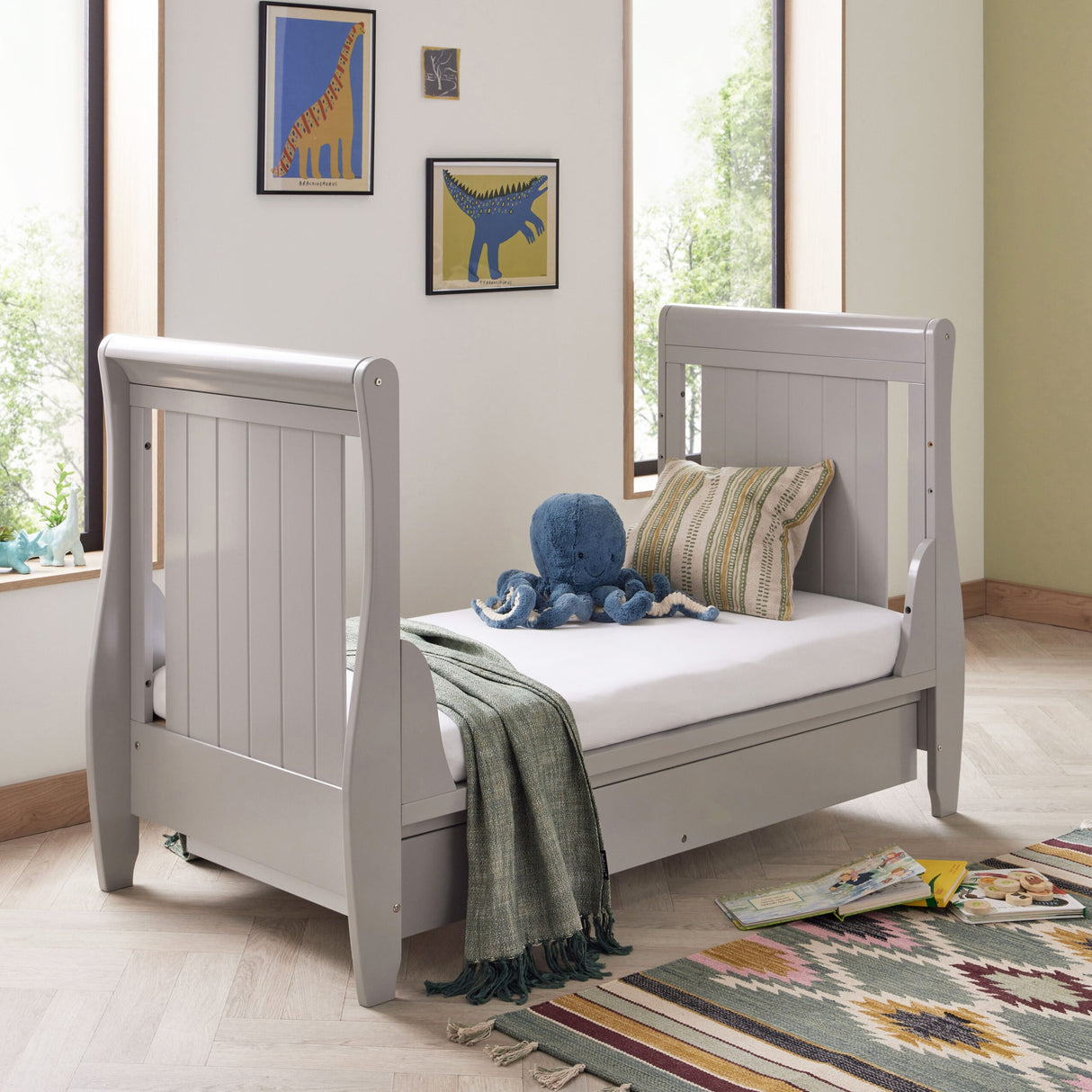 Babymore Stella Drop Side Cot Bed - Grey