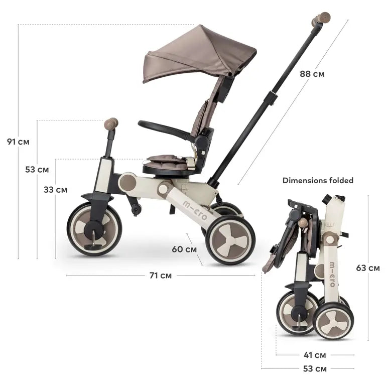 Micro Scooters 7 in 1 Foldable FlexiTrike - Latte
