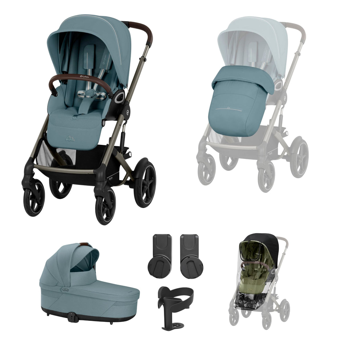 Cybex Talos S Lux Bundle with Carrycot & Accessories - Stormy Blue