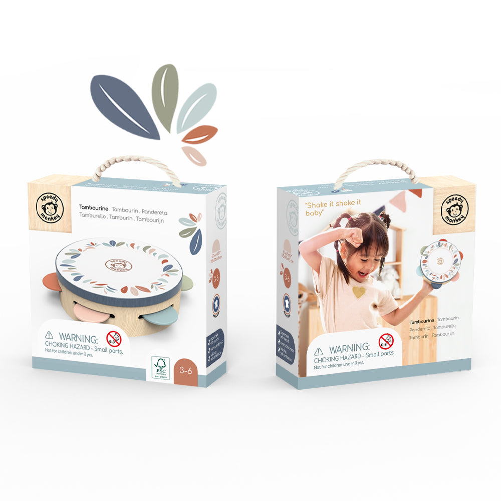 Speedy Monkey Wooden Tambourine