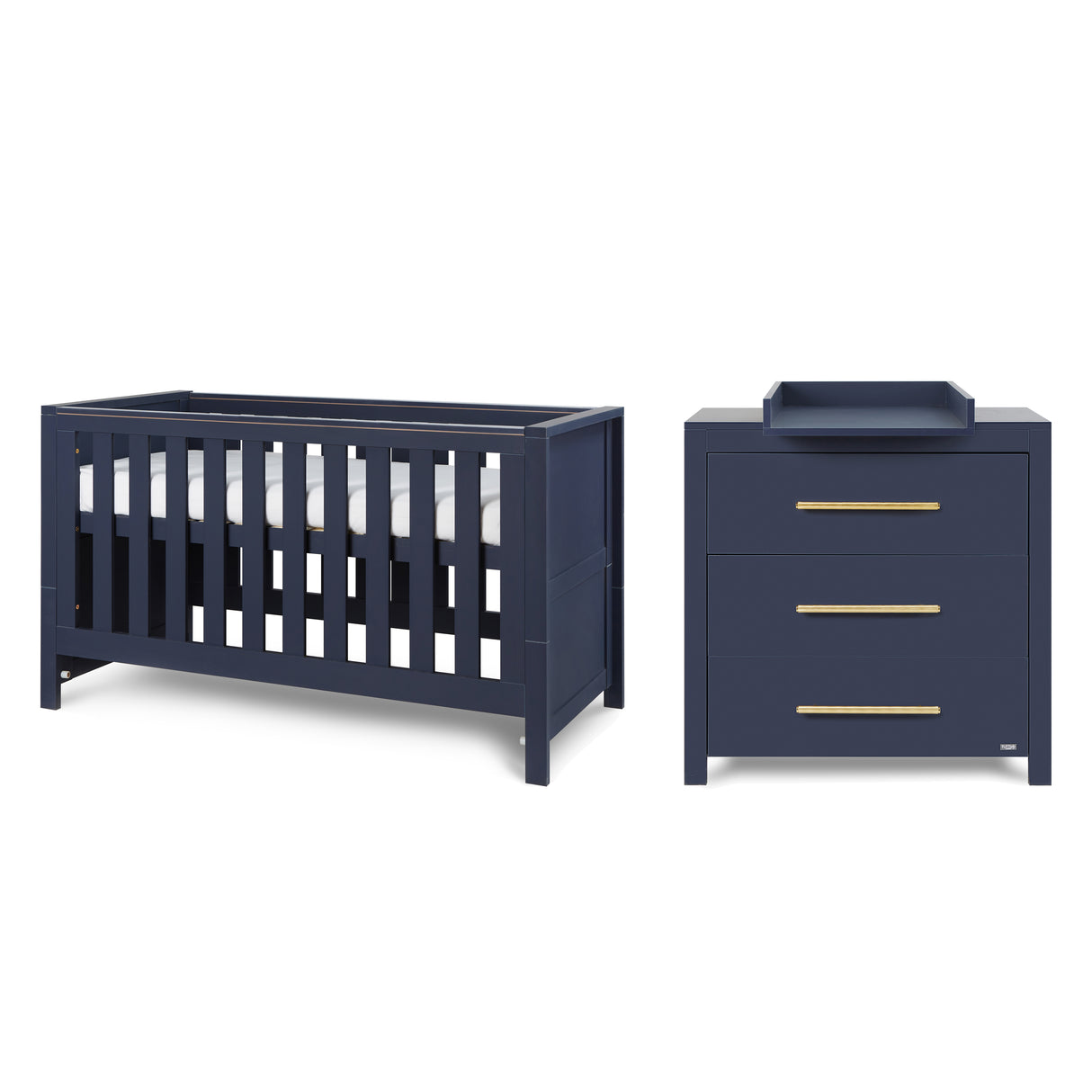 Tutti Bambini Tivoli 2 Piece Nursery Furniture Set with Cot Bed & Dresser - Navy