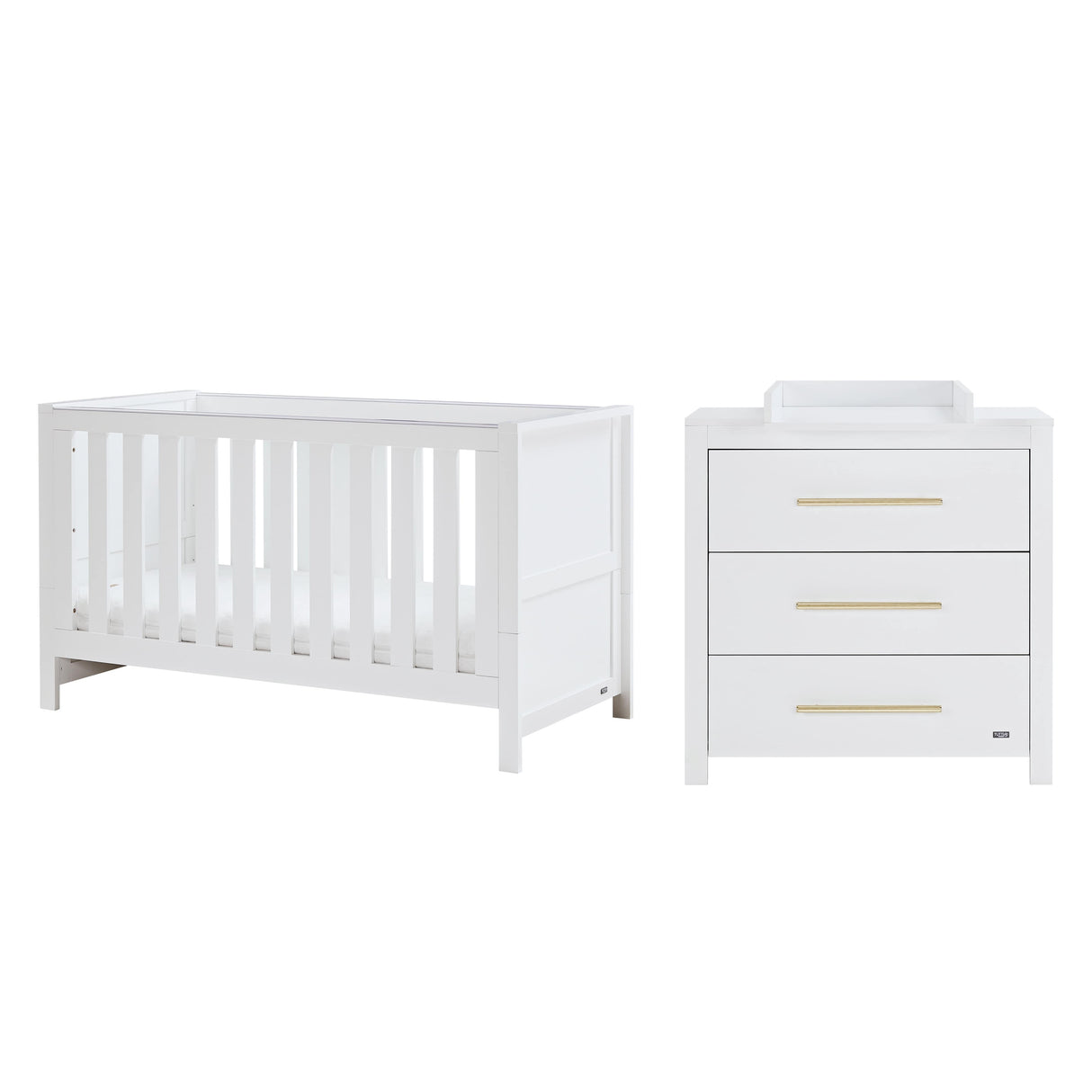 Tutti Bambini Tivoli 2 Piece Nursery Furniture Set with Cot Bed & Dresser - White