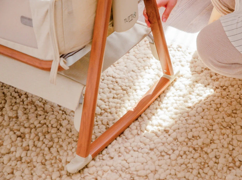 Tutti Bambini Cozee Air Bedside Crib - Scandinavian Walnut & Ecru