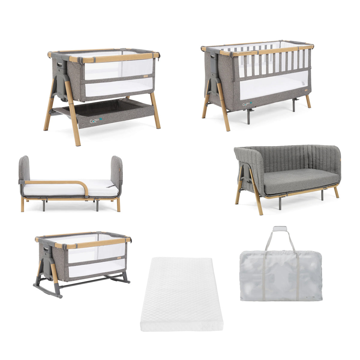 Tutti Bambini Cozee XL Complete Birth to 4 Years Bundle - Oak & Charcoal