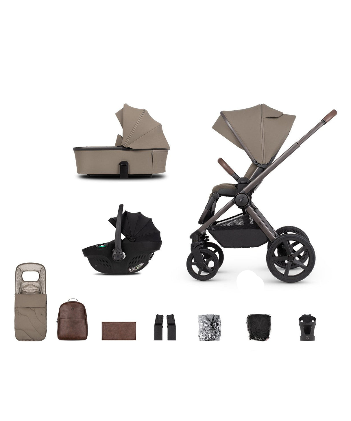 Venicci Upline 2 Special Edition Travel System with Accessories and Tiago Car Seat - Powder