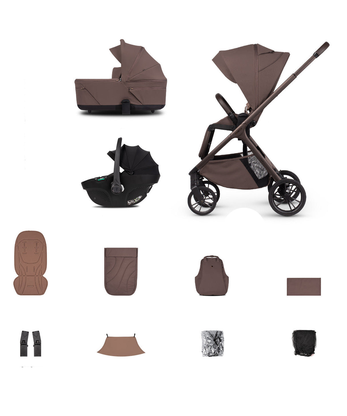 Venicci Tila Travel System with Accessories and Tiago Car Seat - Noce