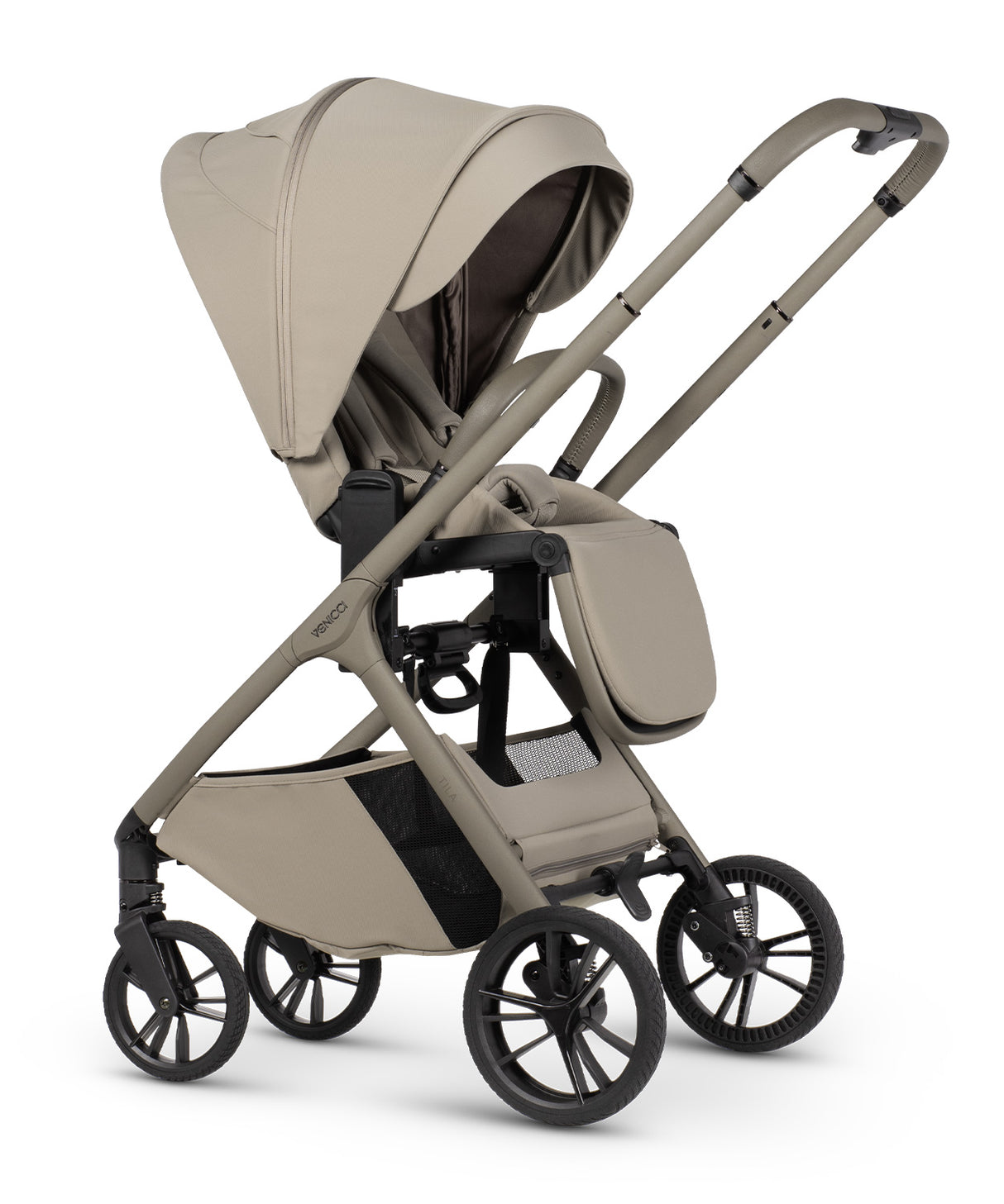 Venicci Tila Ultimate Travel System with Accessories and Tiago Car Seat & ISOFIX Base - Latte